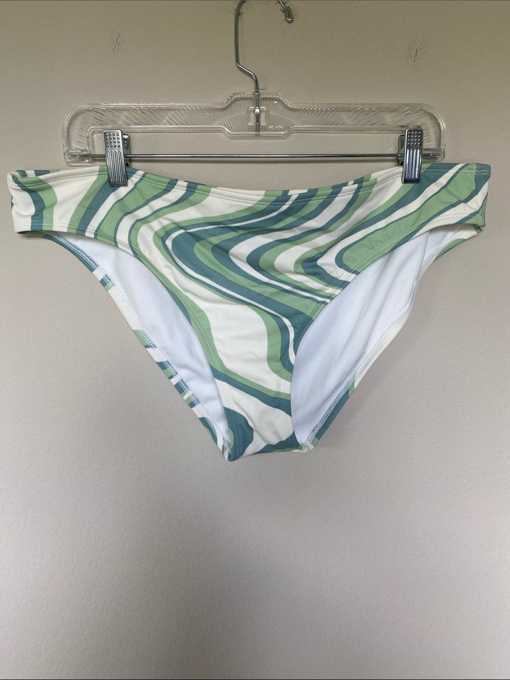 Shade & Shore Wavy Pattern Green and Blue Bikini Bottoms - NWOT